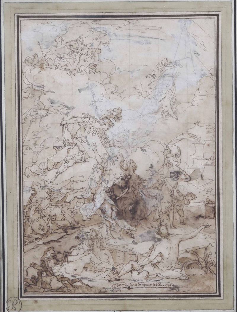 Scuola francese del XVIII secolo Scena allegorica  - Asta Disegni Antichi - Cambi Casa d'Aste