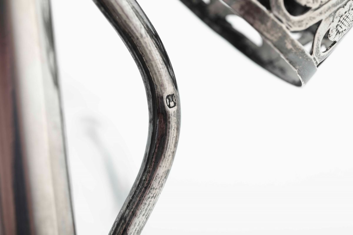 Oliera in Argento con Ampolle in Vetro. Modena XIX Secolo. Argentiere Gaetano Pettocchi