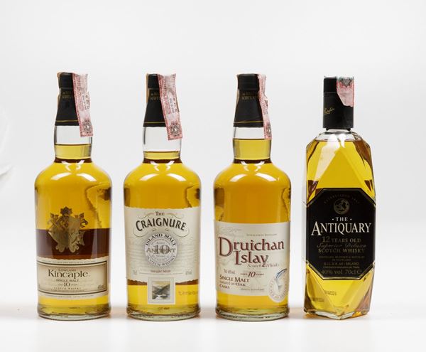 *Druichan Islay, Scotch Whisky 10 years Kincaple, Scotch Whisky 10 years The Craignure, Scotch Whisky 10 years The Antiquary, Scotch Whisky 12 years