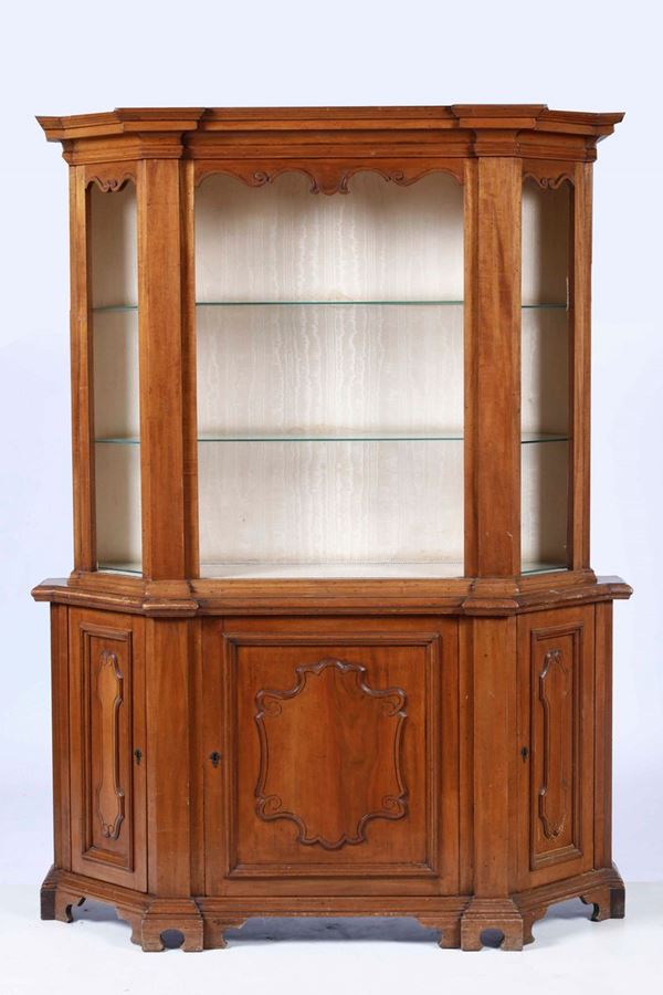 Mobile vetrina a tre ante, XIX-XX secolo