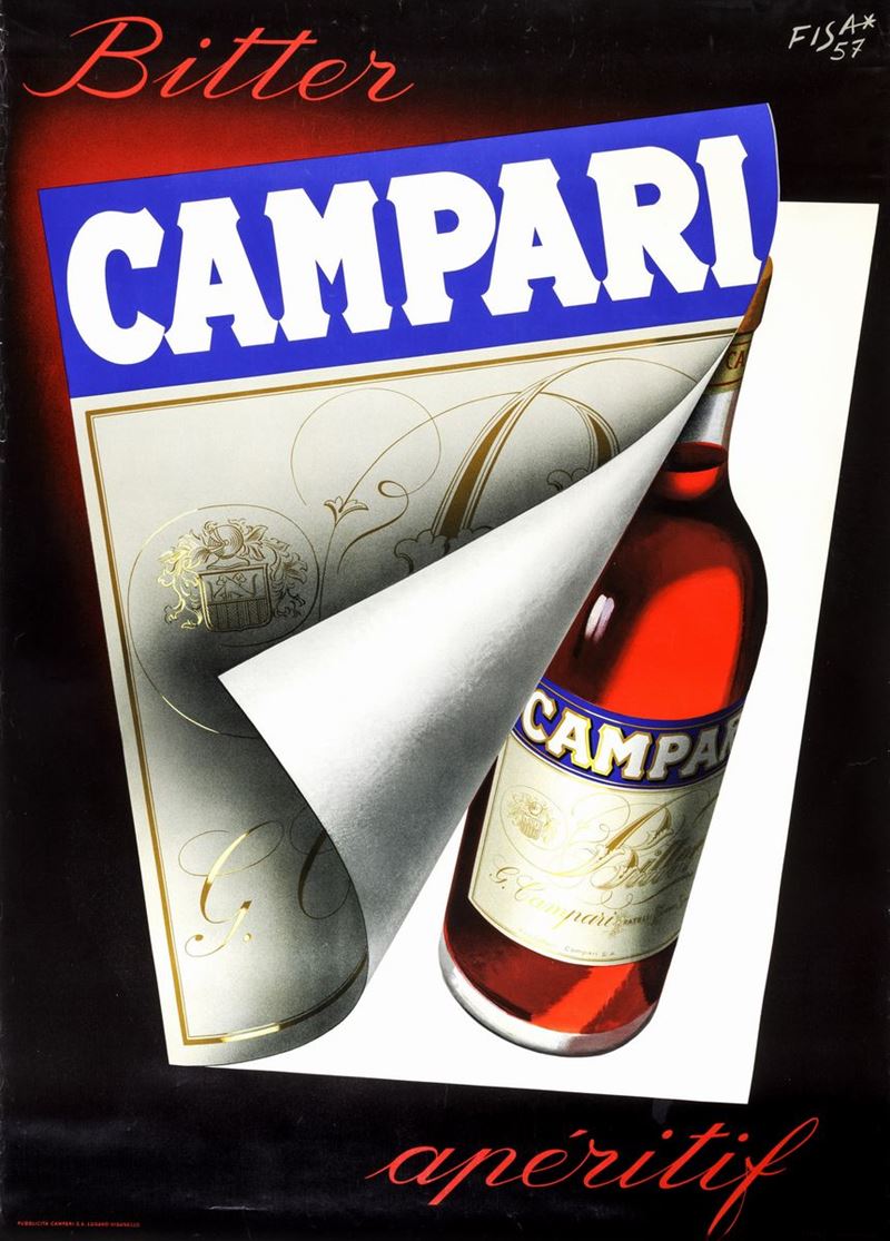 Carlo Fisa- Fisanotti (1912-1998) BITTER CAMPARI L’APERITIVO  - Asta Manifesti d'Epoca - Cambi Casa d'Aste