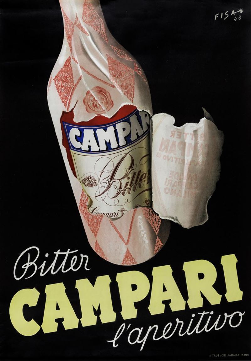 Carlo Fisa- Fisanotti (1912-1998) BITTER CAMPARI L’APERITIVO  - Asta Manifesti d'Epoca - Cambi Casa d'Aste