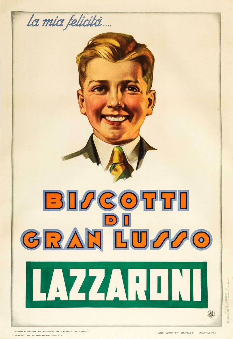 Anonimo BISCOTTI DI GRAN LUSSO LAZZARONI  - Auction Posters | Cambi Time - I - Cambi Casa d'Aste