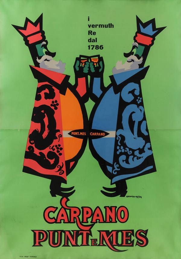 Armando Testa (1917-1992) CARPANO PUNT & MES / I VERMUTH RE DAL 1786