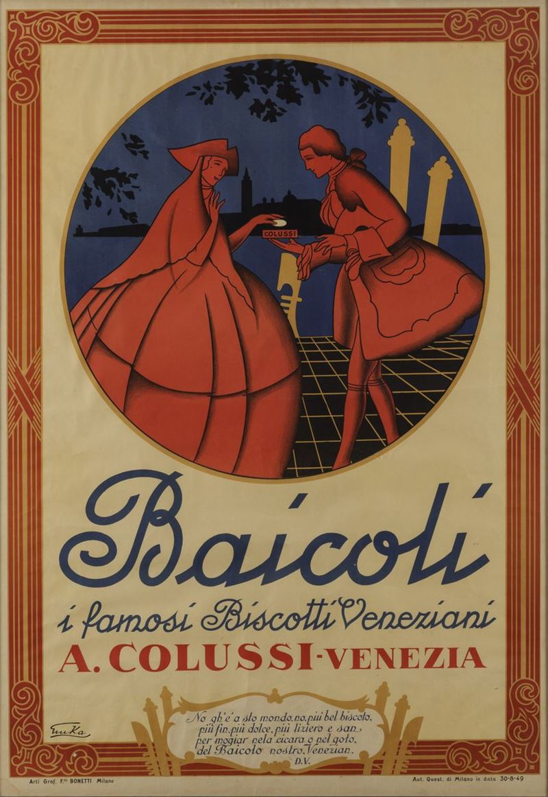 Emka BAICOLI, I FAMOSI BISCOTTI VENEZIANI... COLUSSI  - Auction Vintage Posters - Cambi Casa d'Aste