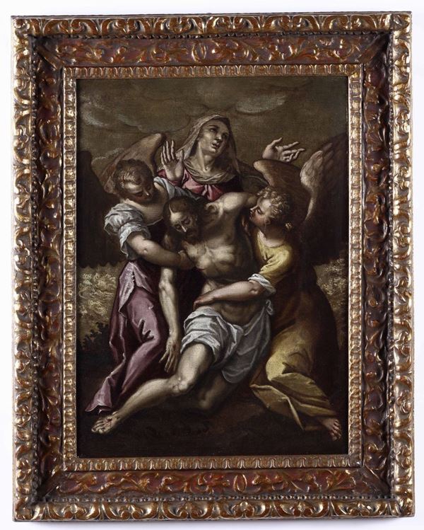Michele Tosini detto anche Michele di Ridolfo del Ghirlandaio (Firenze 1503-1577), ambito di Cristo sorretto dagli angeli e la Vergine