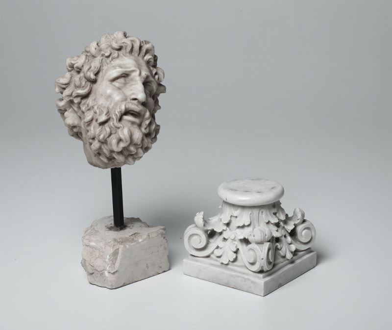 Testa di Laocoonte Conglomerato marmoreo XX secolo  - Asta La dimora romana di Giorgio Forattini - I - Cambi Casa d'Aste