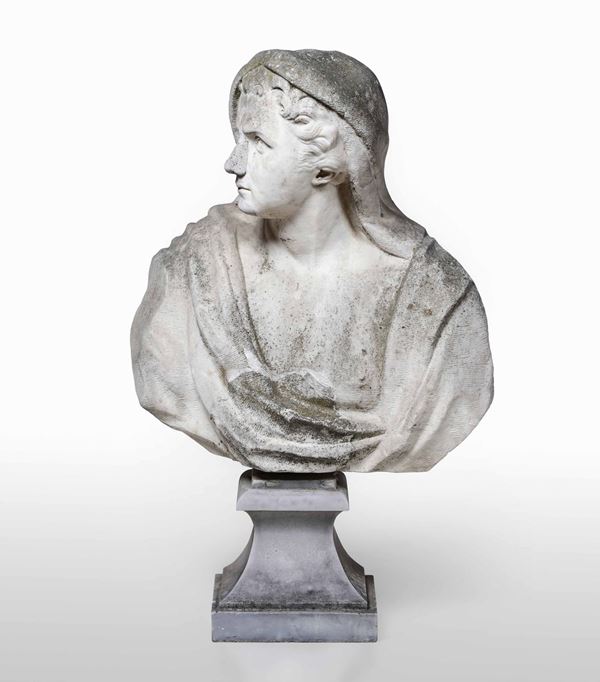 Busto maschile. Marmo bianco Arte barocca del XVIII secolo