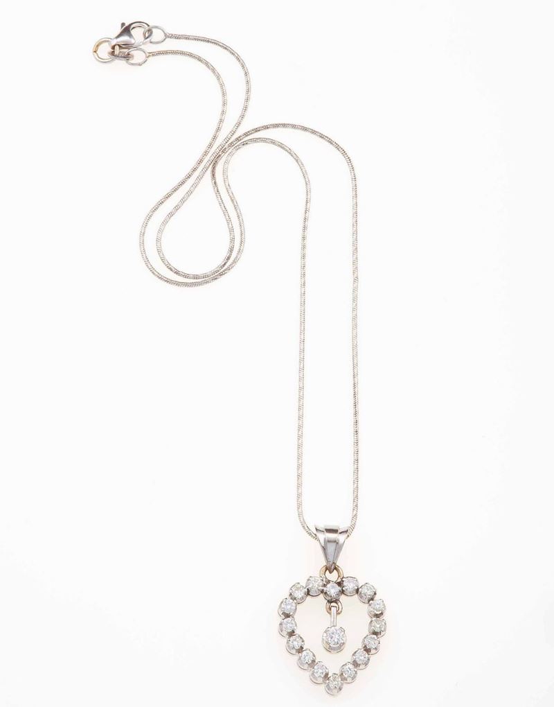 Pendente cuore con diamanti taglio brillante per ct 0.75 circa  - Auction Jewels | Timed Auction - Cambi Casa d'Aste