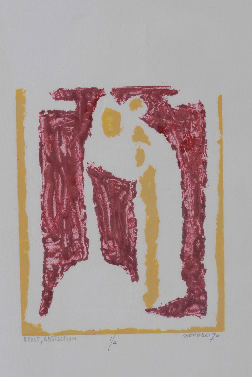 Novaro, Beast: astrattismo, litografia, 50x33 cm, esemplare 1/4