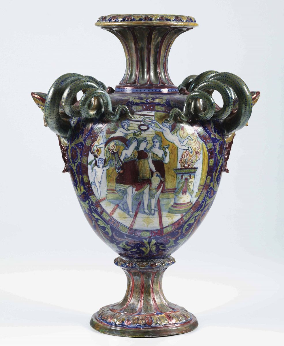 Grande Vaso Gualdo Tadino, Secondo Quarto del XX Secolo Manifattura di Alfredo Santarelli (1874-1...