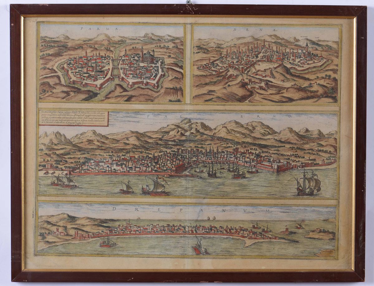 Stampa Tratta dal Civitates Orbis Terrarum 1578-1616 o da Esso Derivate (palermo-parma-siena Ect....
