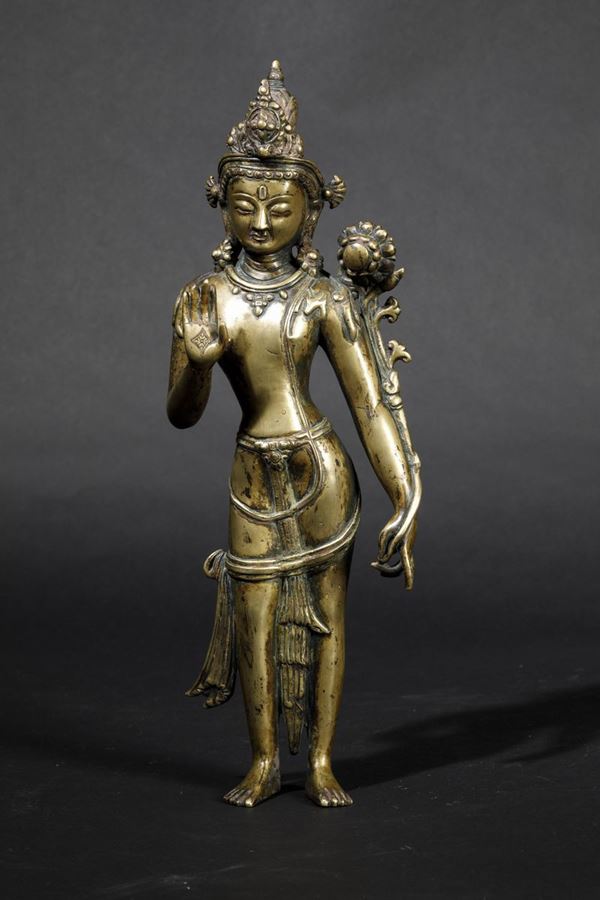 A bronze Padmapani, Nepal, 1500s-1600s