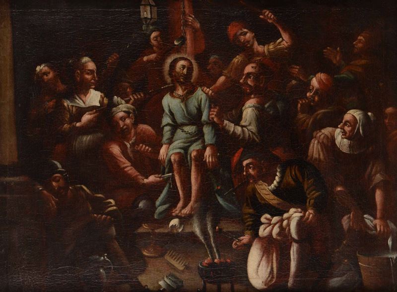 Scuola del nord Europa del XVII secolo Flagellazione  - olio su tela - Asta Dipinti Antichi | Cambi Time - I - Cambi Casa d'Aste