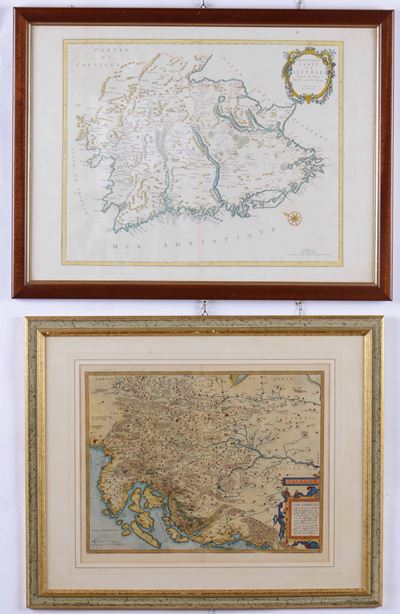 Ortelius - Histria, 1572 + Santini - Istria, Venezia,1780. Due Belle Carte Dell'istria in Colorit...