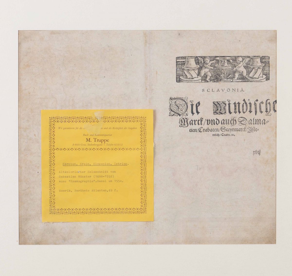Munster - Cosmographia, Basel,1550 (karten, Krain, Slovenia, Istria). Parti Settentrionale Meridi...