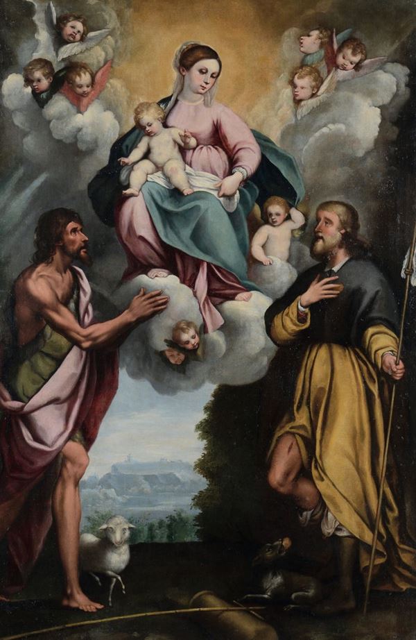 Bernardo Castello (Genova 1557-1629), attribuito a Madonna col Bambino tra i Santi