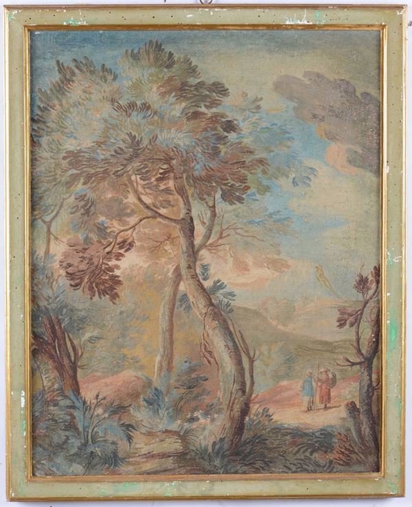 Scuola veneta del XVIII secolo Paesaggi con figure