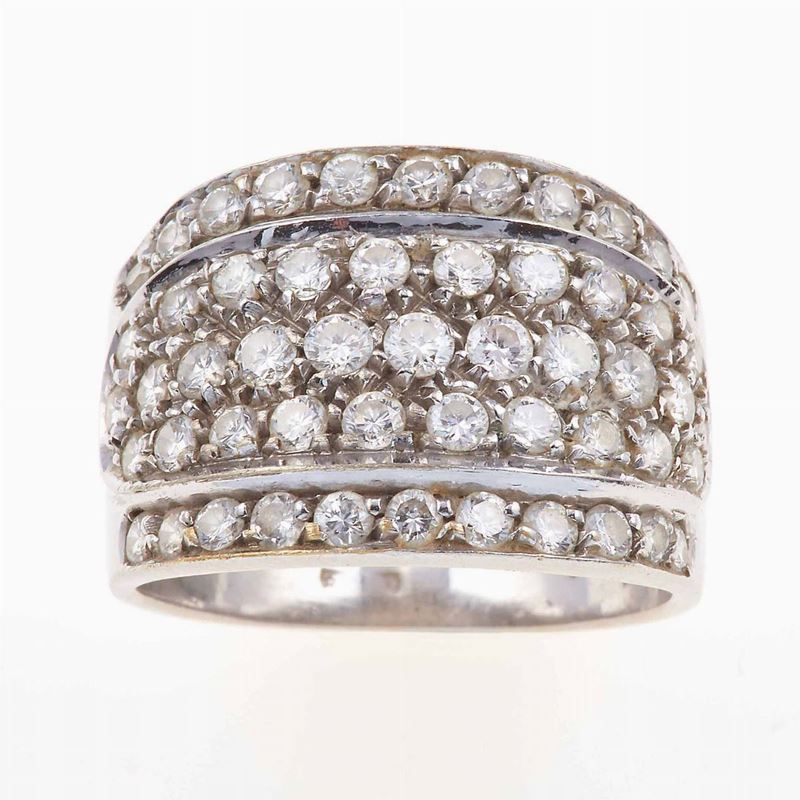 Anello a fascia con diamanti di vecchio taglio  - Auction Jewels | Timed Auction - Cambi Casa d'Aste