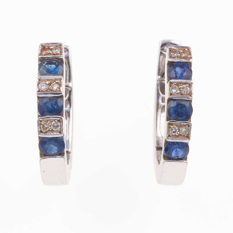 Orecchini con diamanti e zaffiri  - Auction Jewels | Timed Auction - Cambi Casa d'Aste