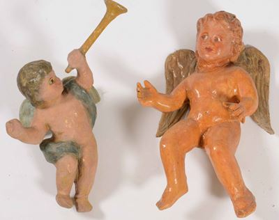 Due Putti Alati in Cartapesta