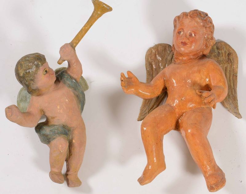 Due putti alati in cartapesta  - Auction Sculptures and Works of Art | Cambi Time - Cambi Casa d'Aste