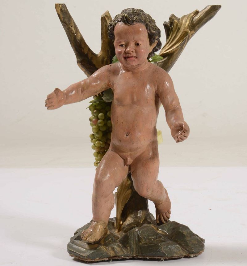 Putto in legno scolpito e dipinto  - Auction Sculptures and Works of Art | Cambi Time - Cambi Casa d'Aste