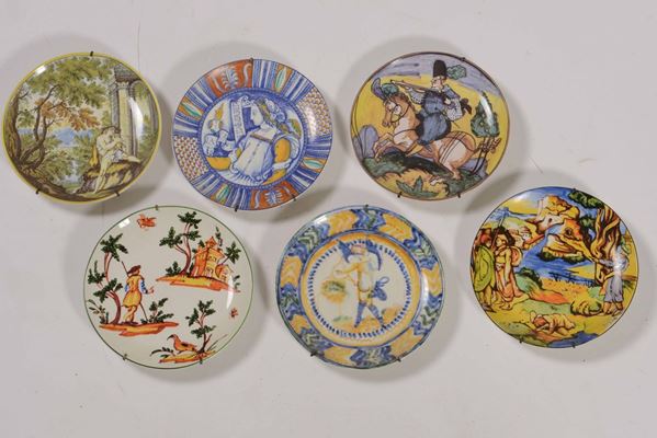 Sei piatti ceramica serie Maioliche di Italia