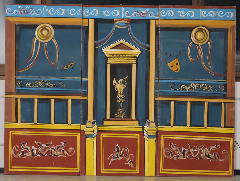 Tre pannelli grandi su tela dipinta  - Auction Antiques | Timed Auction - Cambi Casa d'Aste