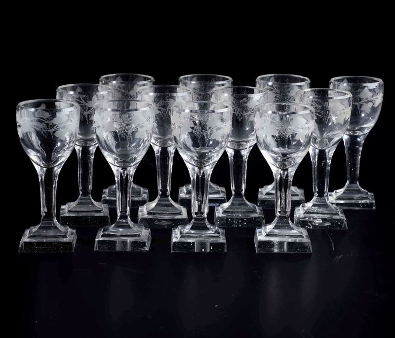 Dodici calici da liquore  Inizio del XIX secolo  - Auction L'Art de la Table - Cambi Casa d'Aste