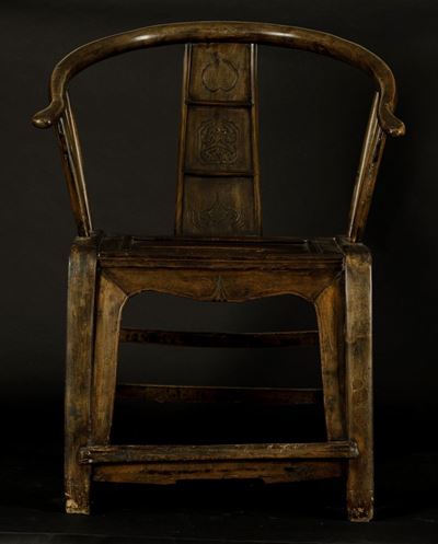 Coppia di Sedie in Legno con Schienale Intagliato, Cina, Dinastia Qing, XIX Secolo