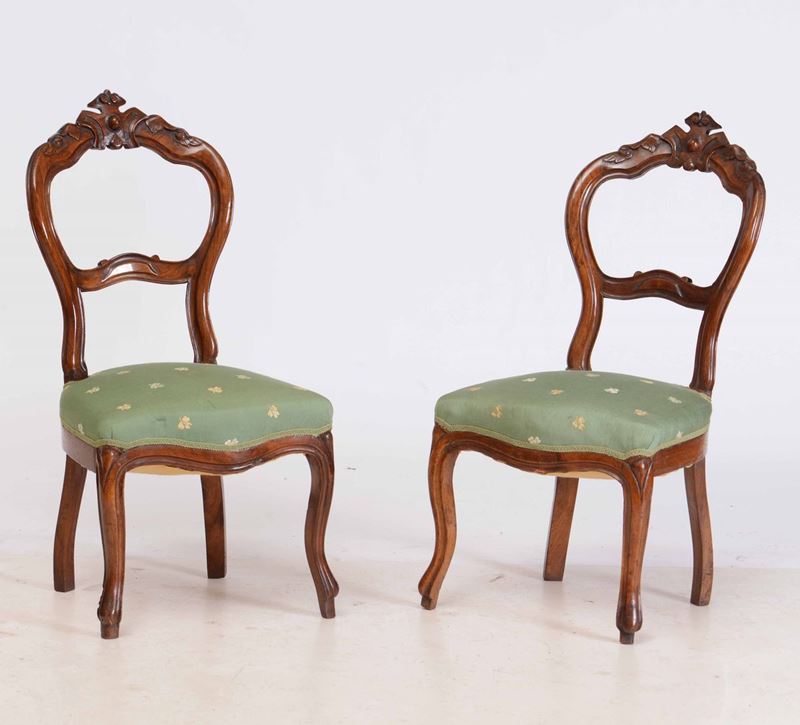 Coppia di sedie Luigi Filippo in legno intagliato  - Asta Asta a Tempo | Antiquariato Ottobre - Cambi Casa d'Aste