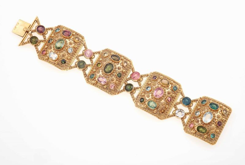 Bracciale con tormaline multicolor  - Auction Fine Coral Jewels - II - Cambi Casa d'Aste