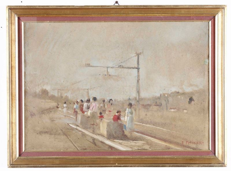 F. Felisari Figure alla stazione  - Auction 19th and 20th Century Paintings | Cambi Time - Cambi Casa d'Aste