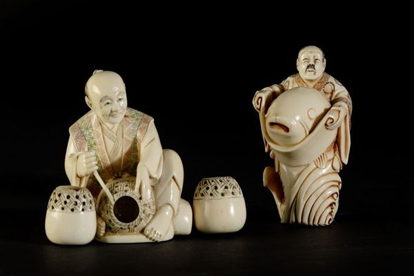 Two small ivory figures, Japan, Meiji period