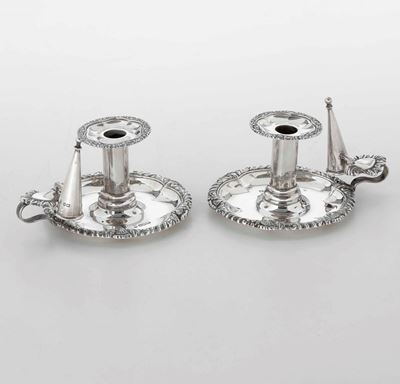 Coppia di Bugie in Argento. Marchi della Città di Sheffield per L’anno 1904 e Dell’argentiere (j....
