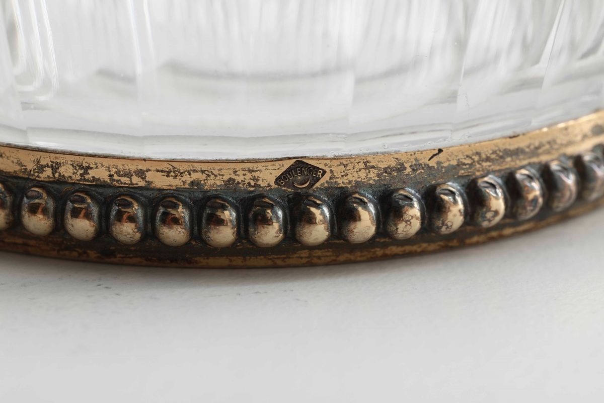 Versatoio in Argento Vermeille Primo Titolo e Vetro Molato. Argentiere Adolphe Boulenger