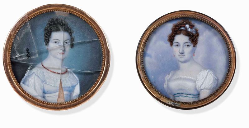 Carlo Vacca 1789-1848, miniatura con ritratto femminile  - Auction Collectors' Silvers - I - Cambi Casa d'Aste