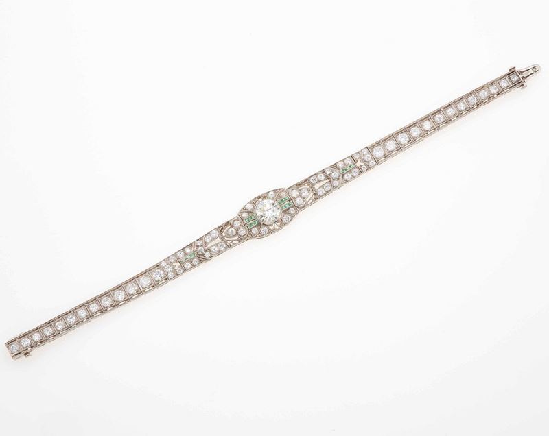 Cartier. Bracciale con diamanti e piccoli smeraldi  - Auction Fine Jewels - Cambi Casa d'Aste
