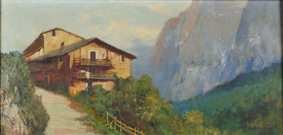 Cesare Bentivoglio (genova 1868-1952)paesaggio Montano