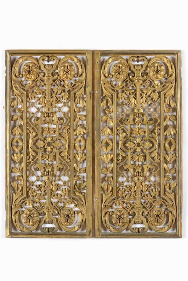 Due grate Metallo fuso e dorato Fonditore del XIX secolo