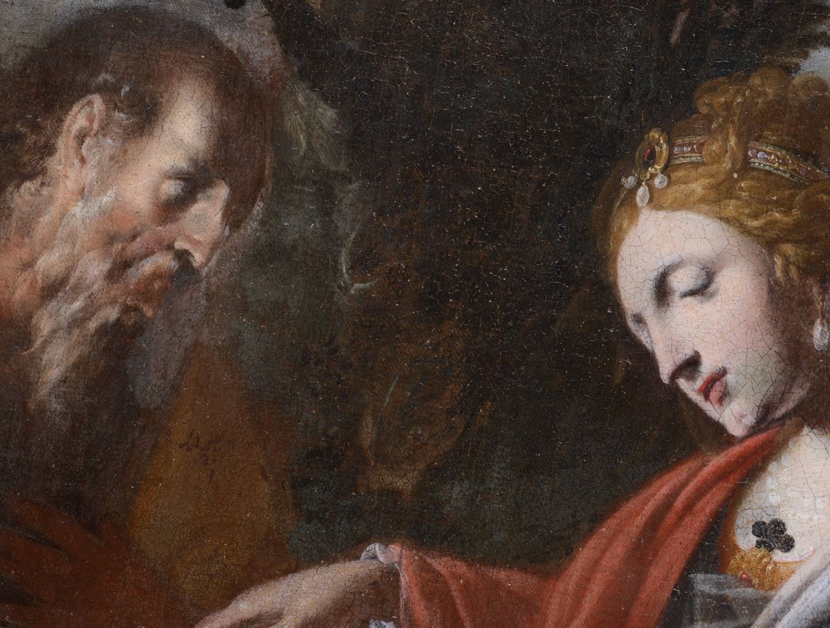 Luigi Miradori Detto il Genovesino (genova 1605 - Cremona 1659)rebecca ed Eliezer al Pozzo