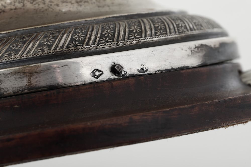 Coppia di Candelieri in Argento e Legno Tornito. Torino XIX Secolo