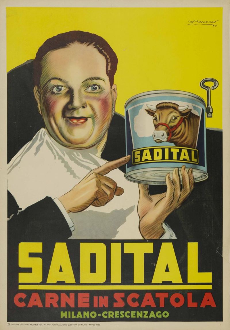 Achille Luciano Mauzan (1883 – 1952) SADITAL CARNE IN SCATOLA  - Auction Vintage Posters - Cambi Casa d'Aste