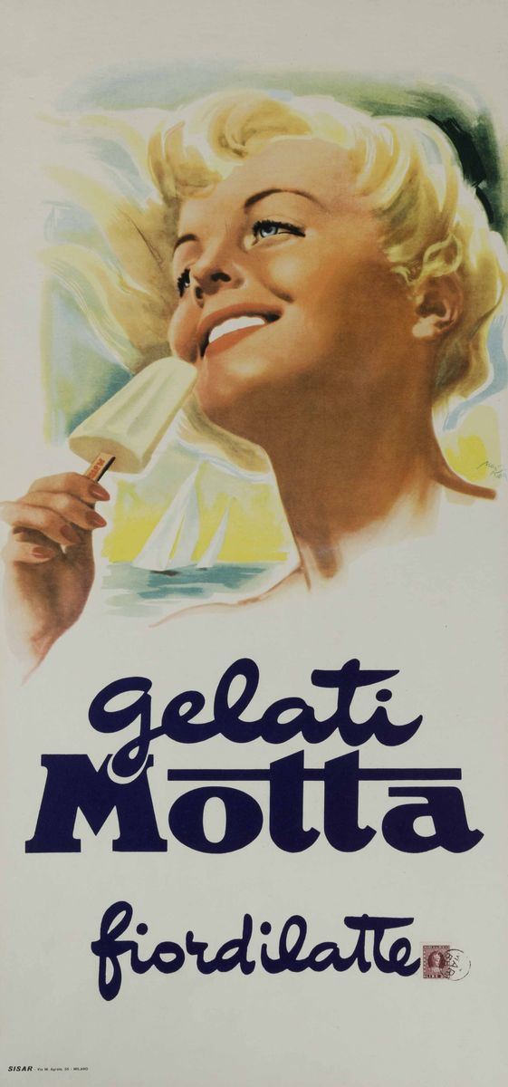 Mario Rossi GELATI MOTTA FIORDILATTE  - Auction Vintage Posters - Cambi Casa d'Aste