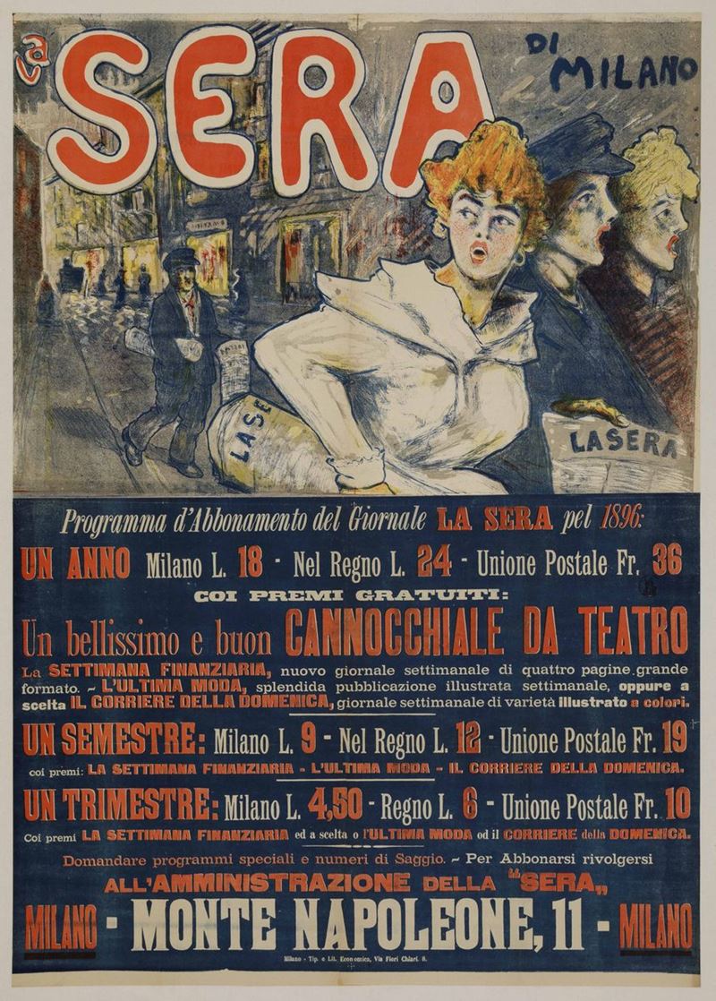 Anonimo LA SERA DI MILANO  - Auction Vintage Posters - Cambi Casa d'Aste