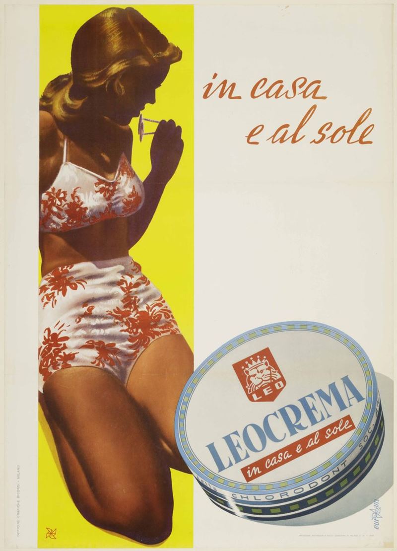Euram IN CASA E AL SOLE... LEOCREMA  - Auction Vintage Posters - Cambi Casa d'Aste