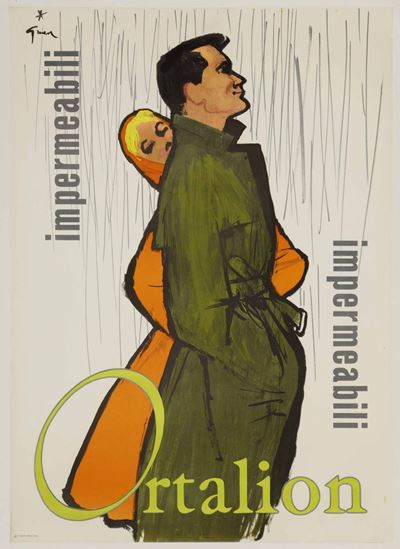 Renato Renè Gruau Zavagli (1909 - 2004)impermeabili Ortalion