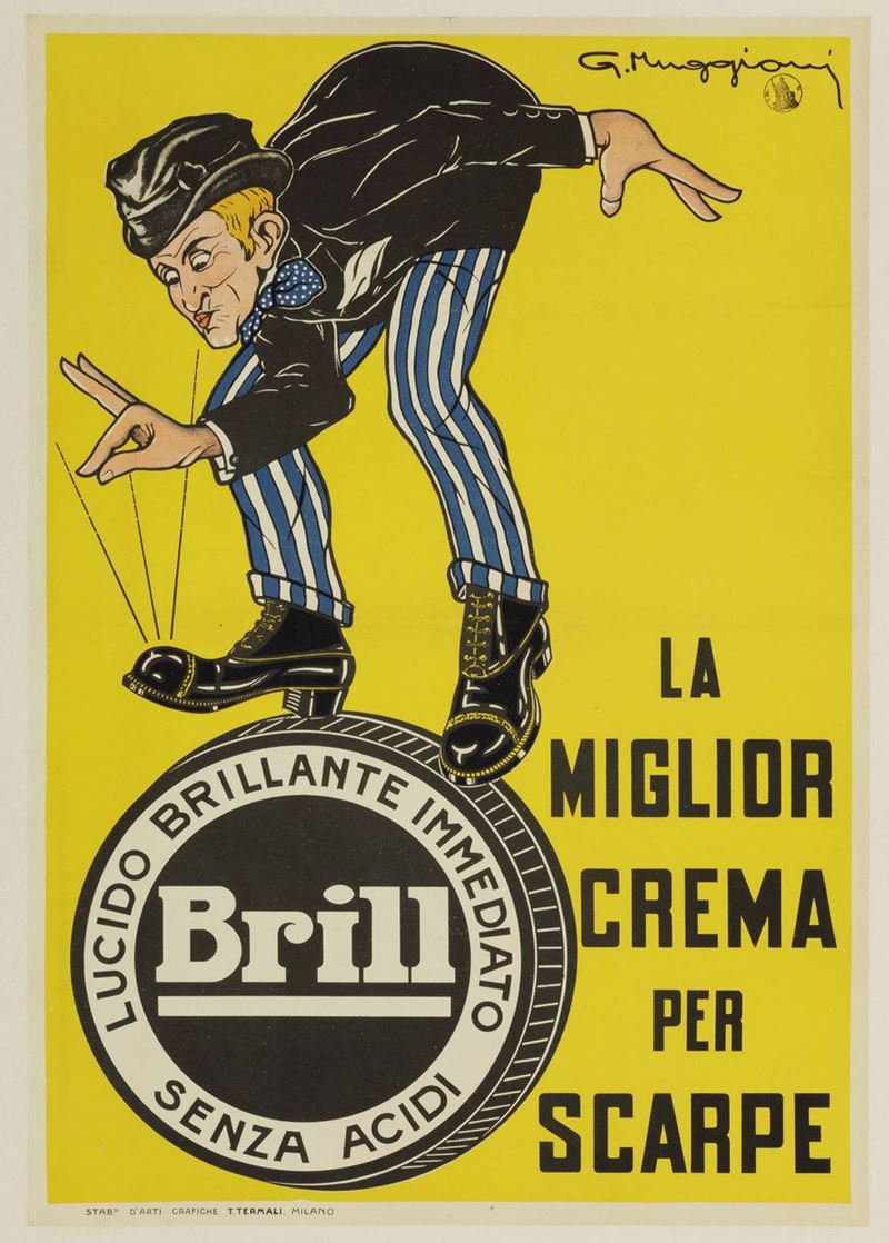 Giorgio Muggiani (1887-1938) BRILL, LA MIGLIOR CREMA PER SCARPE  - Auction Vintage Posters - Cambi Casa d'Aste