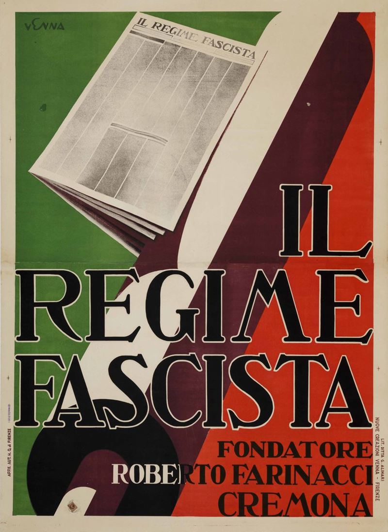 Lucio Venna (Giuseppe Landsmann) (1897-1974) IL REGIME FASCISTA, RIVISTA DIRETTA DA ROBERTO FARINACCI  - Auction Vintage Posters - Cambi Casa d'Aste